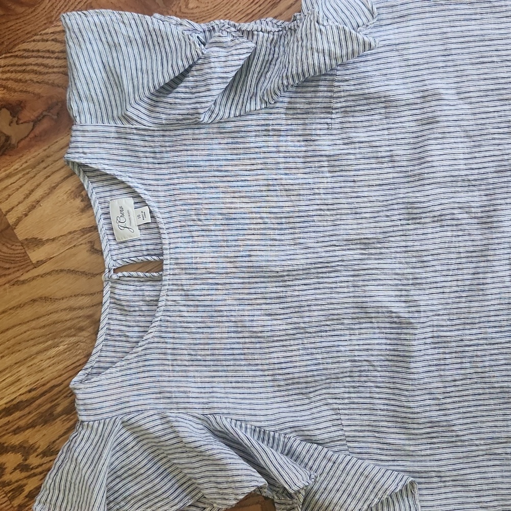 J. Crew Blue Denim With Flutter Sleeves Top Womens 10